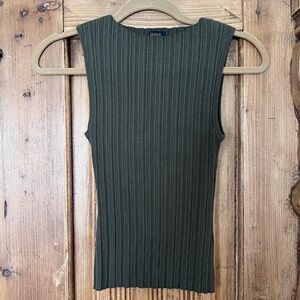 Quince Cotton Cashmere Ribbed Tank Size: Medium Color: Olive (see tag)